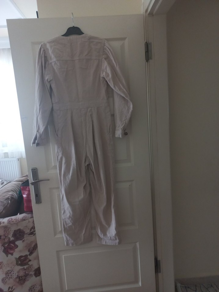 Bej Uzun s beden kadife tulum - Görsel 2