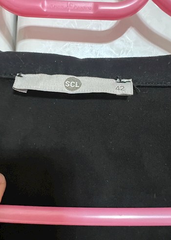 42 Beden Düğmeli Uzun Siyah Deri Kadın Kaban