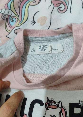 Unicorn Baskılı Gri Kız Sweatshirt - Görsel 3