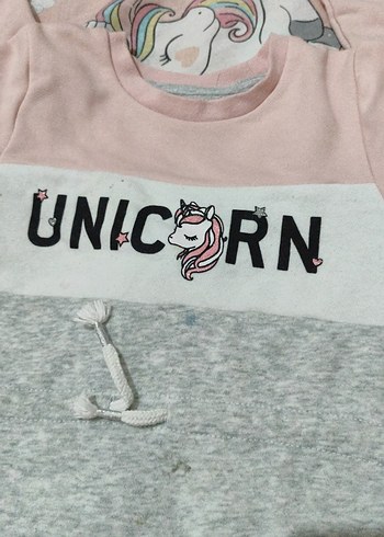 Unicorn Baskılı Gri Kız Sweatshirt - Görsel 2
