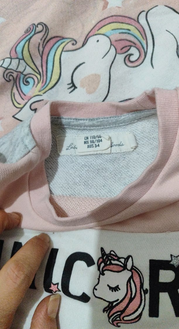 Unicorn Baskılı Gri Kız Sweatshirt - Görsel 3