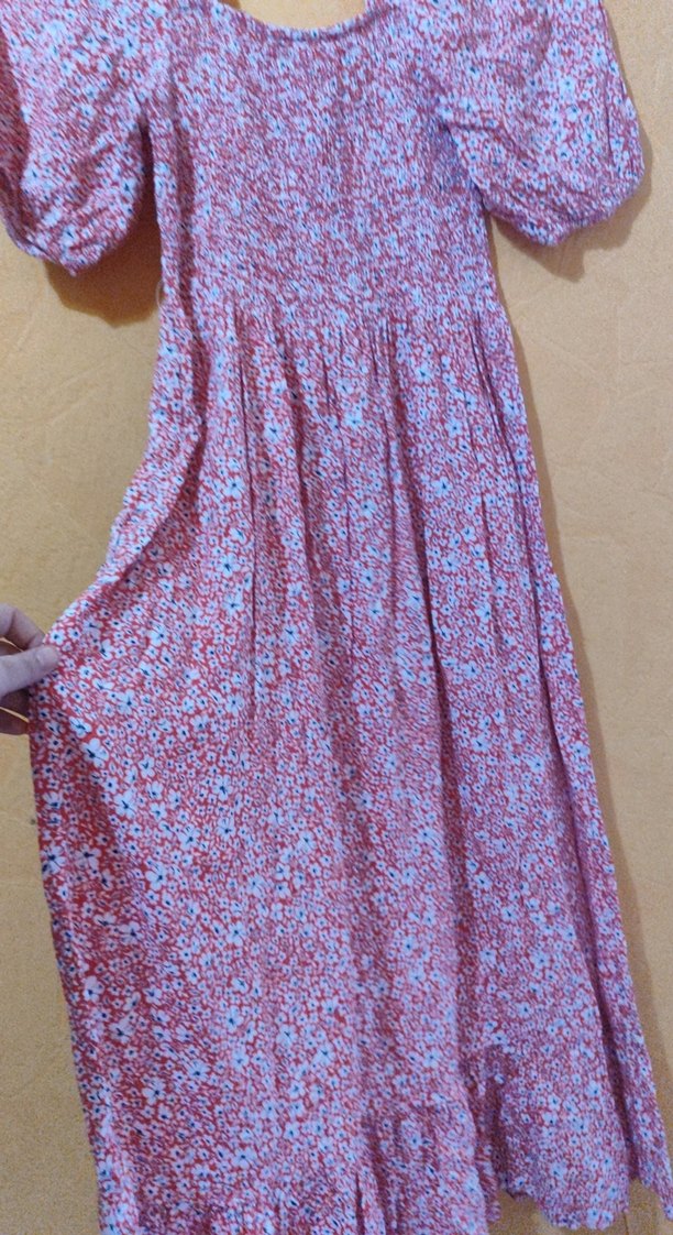 Uzun Mor Bohem Fırfırlı Elbise - Görsel 3