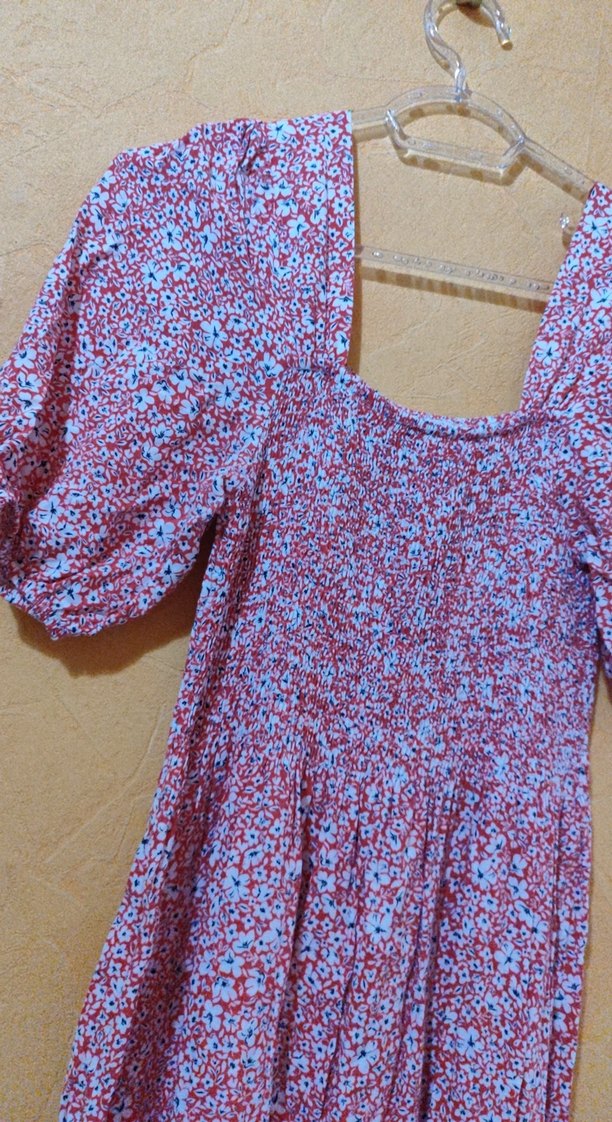 Uzun Mor Bohem Fırfırlı Elbise - Görsel 2