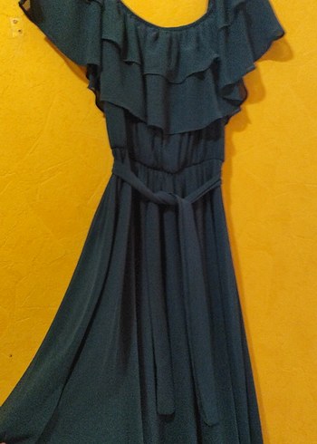 Volanlı Haki yeşil  Elbise - Görsel 3