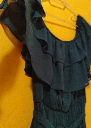 Volanlı Haki yeşil  Elbise - Görsel 8