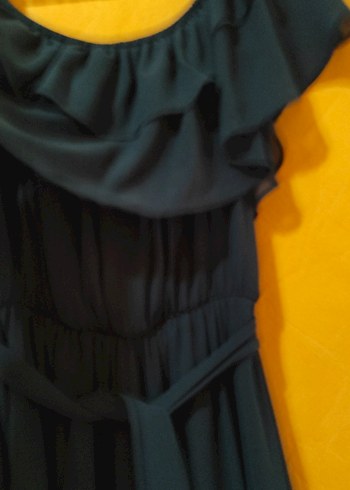 Volanlı Haki yeşil  Elbise - Görsel 4