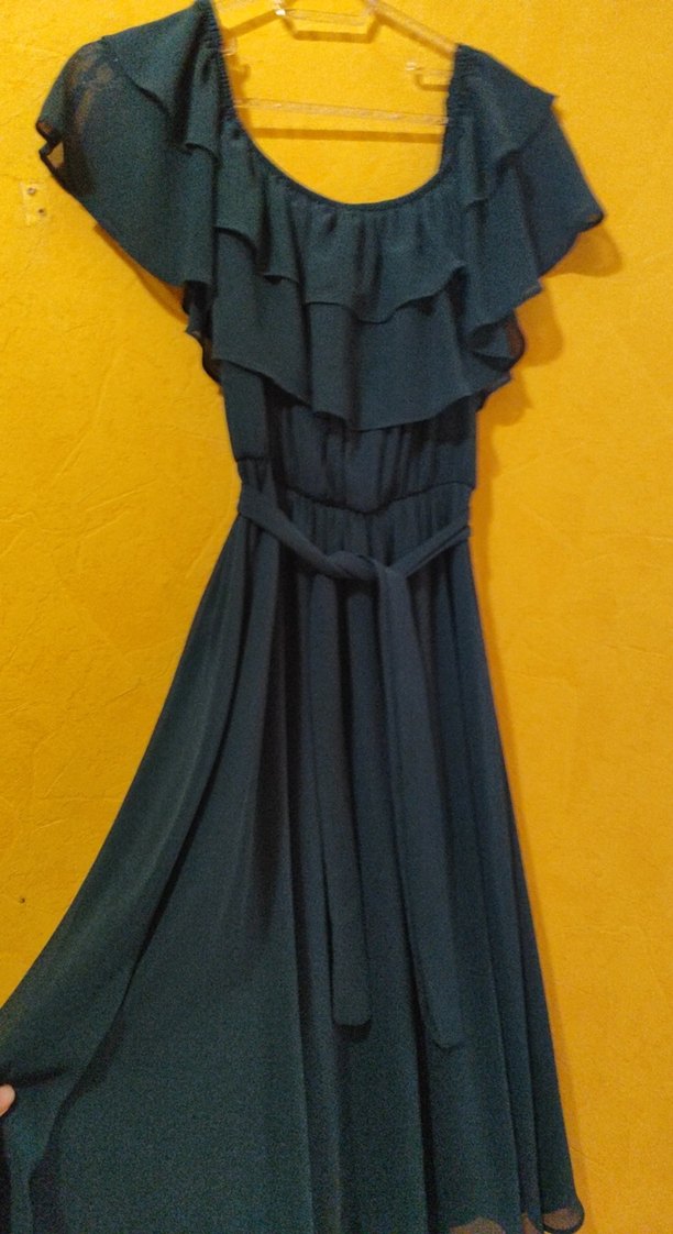 Volanlı Haki yeşil  Elbise - Görsel 3