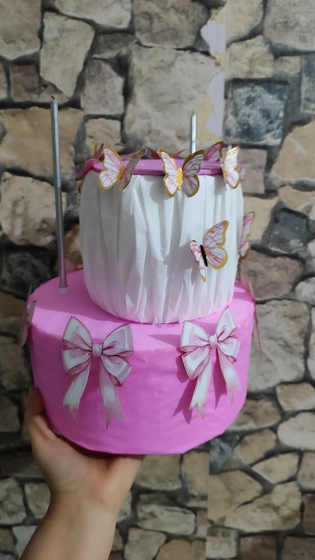 Pembe Kelebekli Parti Pastası Süsü - Görsel 2