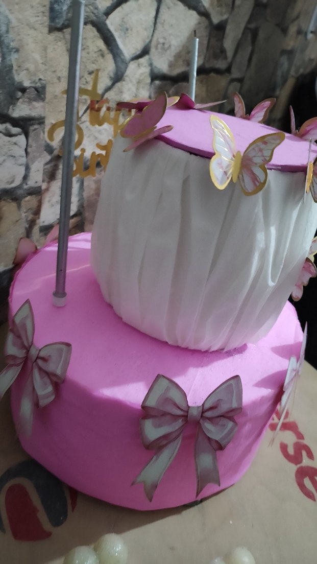 Pembe Kelebekli Parti Pastası Süsü - Görsel 4