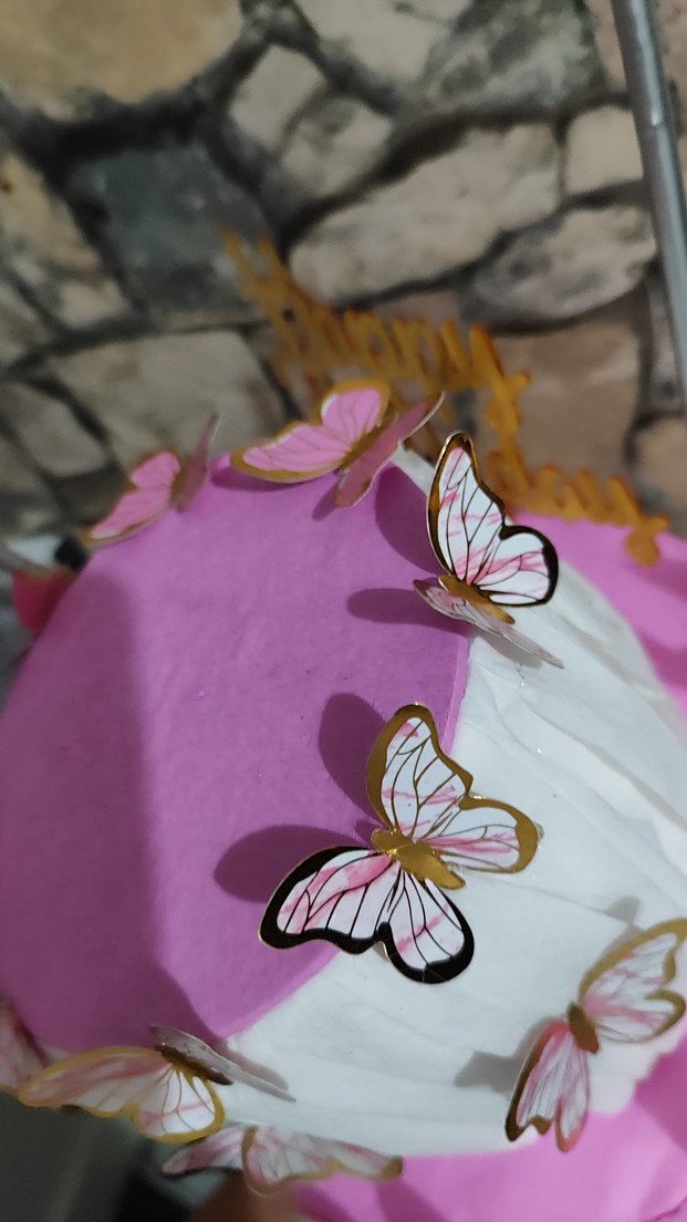 Pembe Kelebekli Parti Pastası Süsü - Görsel 5