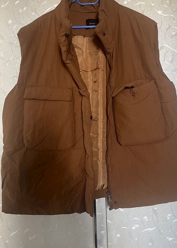 Kahverengi Keten Midi Kemerli Yelek - Görsel 8