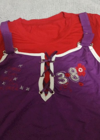 Mor Triko Detaylı Kız Çocuk Uzun Kollu Tişört - Görsel 2