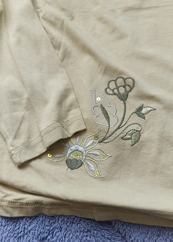 Bej Uzun Kollu penye bluz - Görsel 3