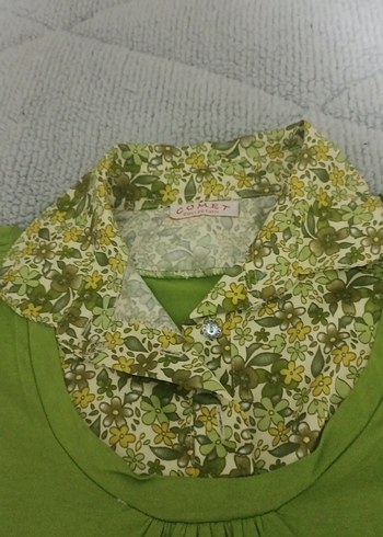 Yeşil Bohem saten detaylı bluz - Görsel 2