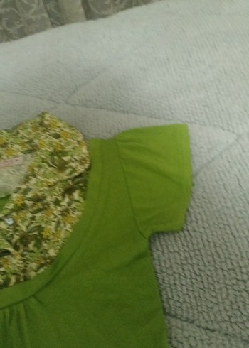 Yeşil Bohem saten detaylı bluz - Görsel 3