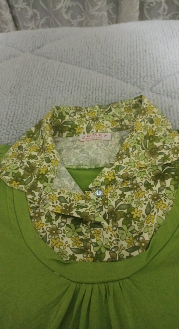 Yeşil Bohem saten detaylı bluz - Görsel 2