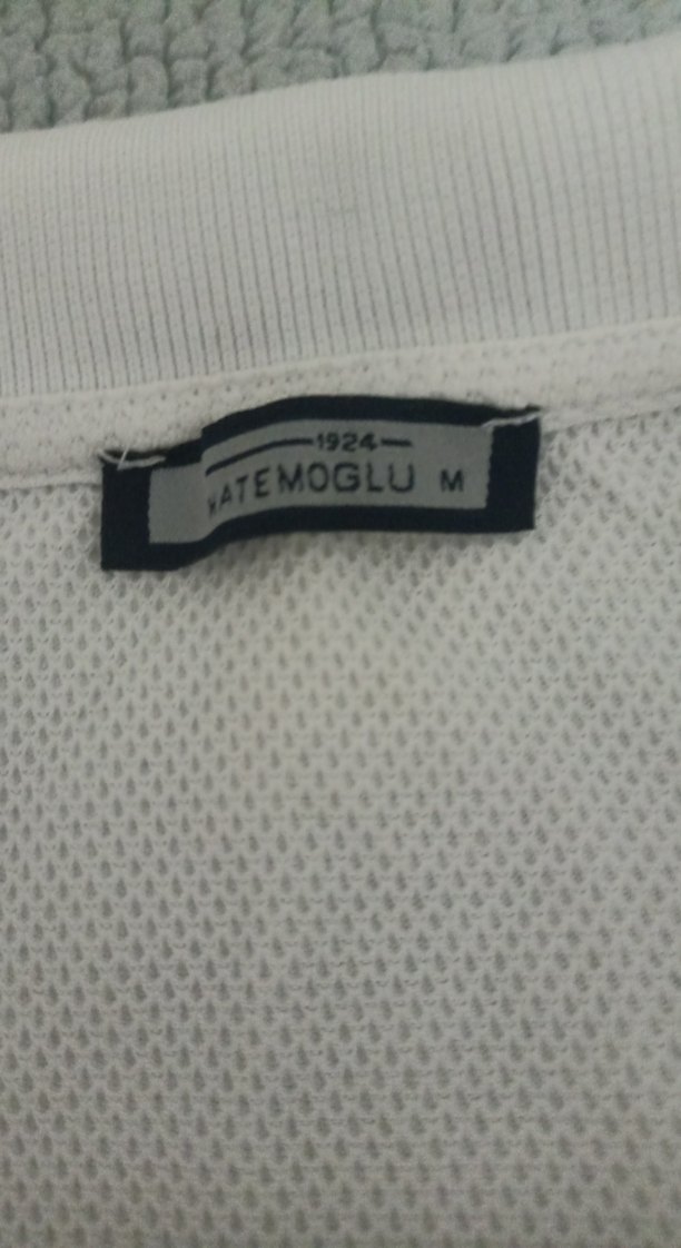 Erkek Kısa Kollu Beyaz Keten Polo Tişört - Görsel 2