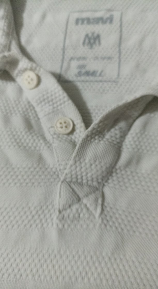 Erkek Beyaz V Yaka Pamuklu Polo Tişört - Görsel 4