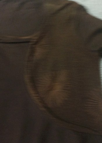 Düğmeli Kahverengi viskon tsort - Görsel 2