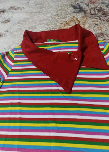 Kız Çocuk Çok Renkli Kısa Kollu Triko Tişört - Görsel 2