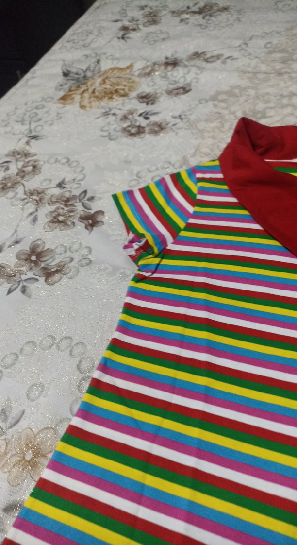 Kız Çocuk Çok Renkli Kısa Kollu Triko Tişört - Görsel 3