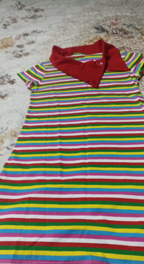 Kız Çocuk Çok Renkli Kısa Kollu Triko Tişört - Görsel 4