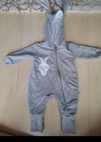 Gri Fermuarlı Kapüşonlu Bebek Tulumu - Görsel 3