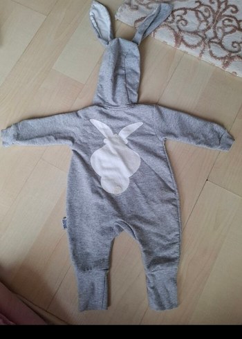 Gri Fermuarlı Kapüşonlu Bebek Tulumu - Görsel 2