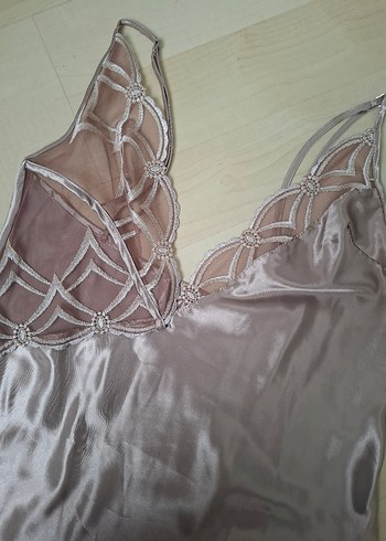 Uzun Bej Bohem Gecelik ve Sabahlık Takımı - Görsel 8