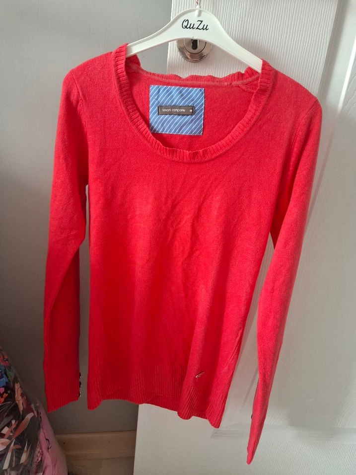 Pembe Pamuklu Uzun Kollu Triko Kazak - Görsel 2