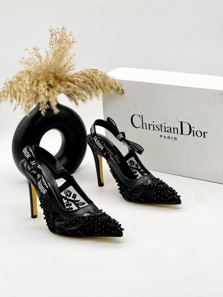 Christian Dior Siyah Boncuklu Yüksek Topuklu Stiletto - Görsel 4
