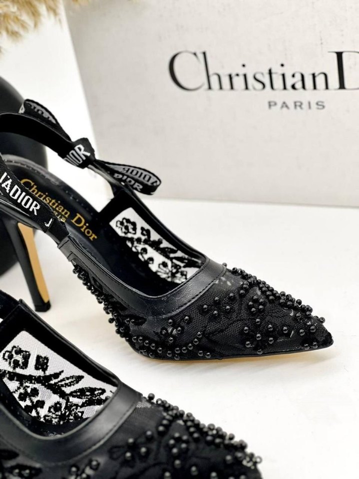 Christian Dior Siyah Boncuklu Yüksek Topuklu Stiletto - Görsel 3