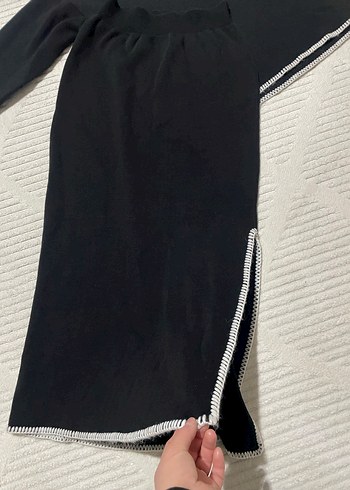 Siyah Uzun Kollu Yüksek Yakalı Triko takım - Görsel 2