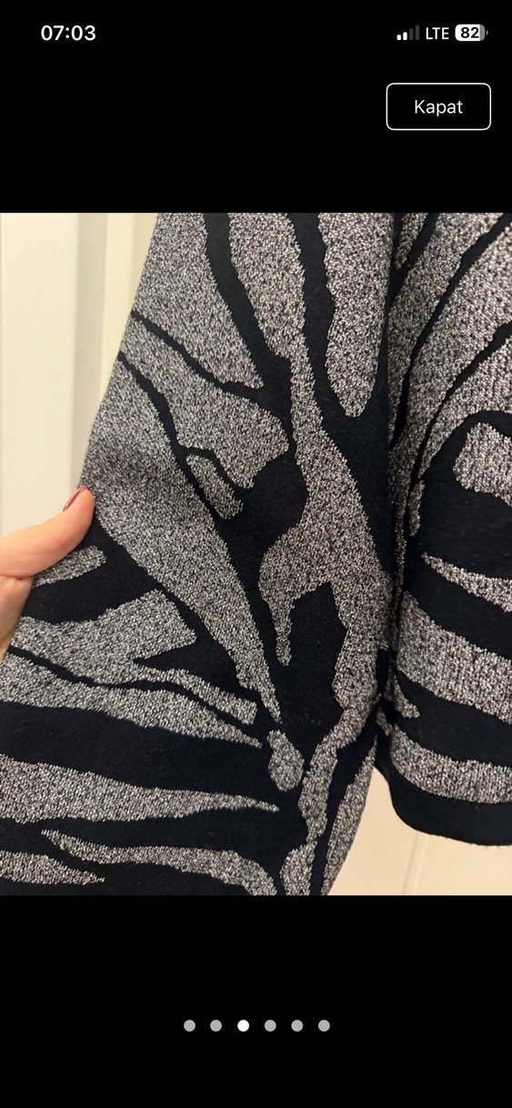 H&M Gri Zebra Desenli Kadın Triko Kazak - Görsel 3