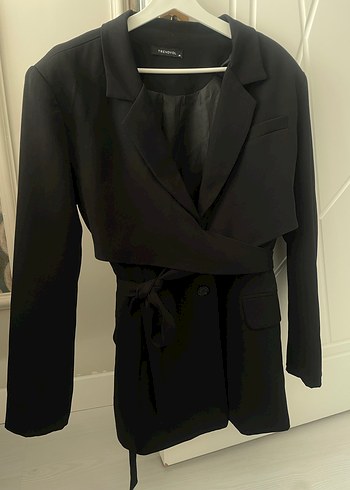 Siyah Kemerli Kadın Blazer Ceket - Görsel 2