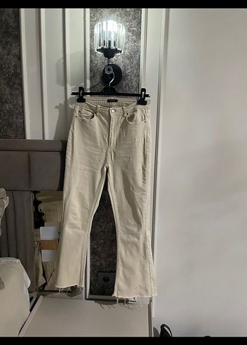 Bej flare jeans - Görsel 4
