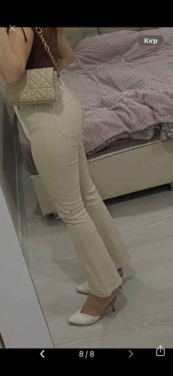 Bej flare jeans - Görsel 3