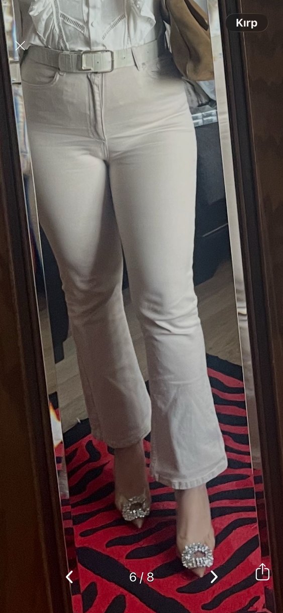 Bej flare jeans - Görsel 2