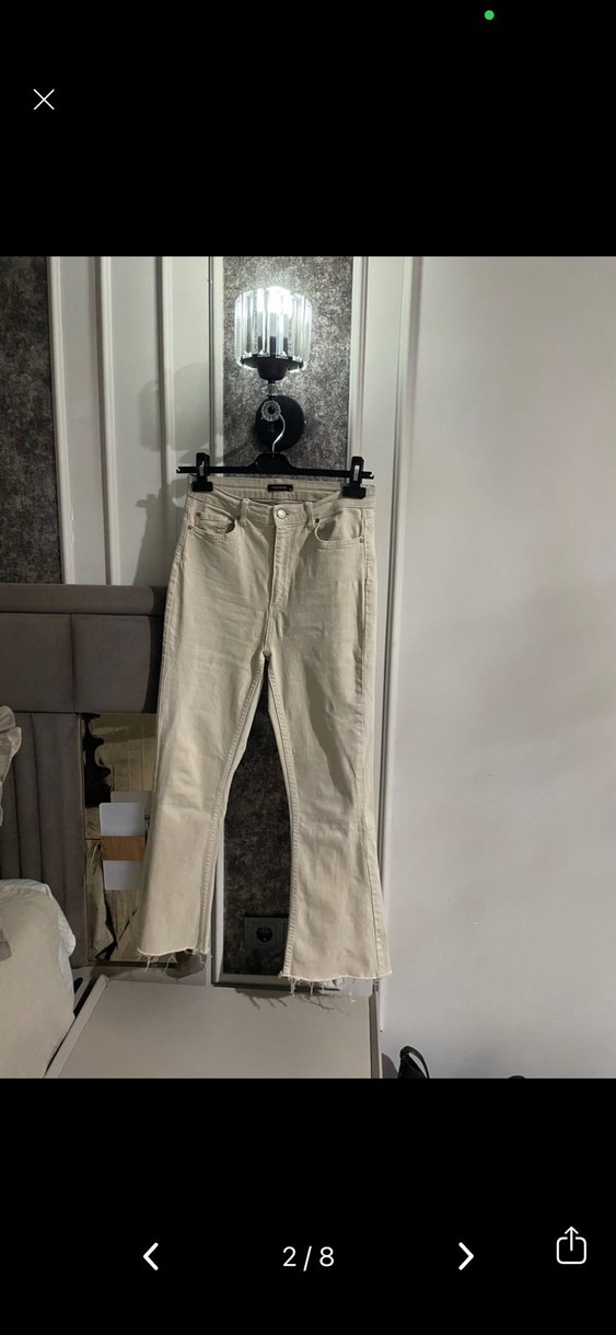 Bej flare jeans - Görsel 4
