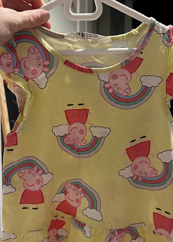 H&M Sarı Desenli Kız Çocuk Elbise