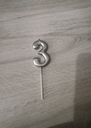 Beyaz 3 Rakamlı Pasta Mumu - Görsel 2