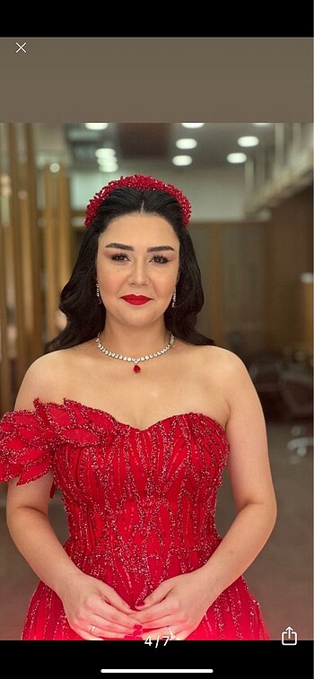 38 Beden kırmızı Renk Kına elbisesi
