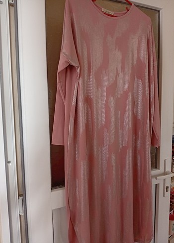 Pembe Uzun Kollu Salaş Elbise