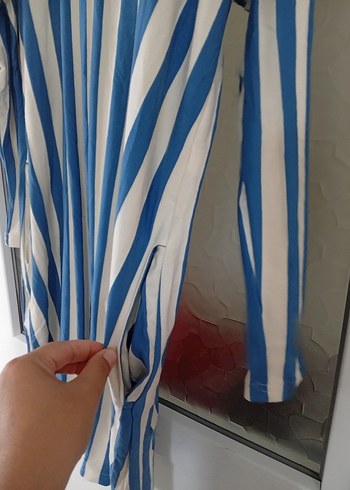 Diğer Mavi Çizgili Uzun Kollu Kadın Tunik