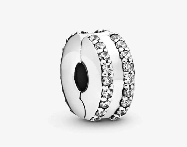 Çift Hatlı Pave Klips Charm
