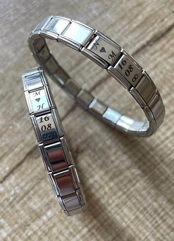 İtalyan çelik charm sevgili bilekliği