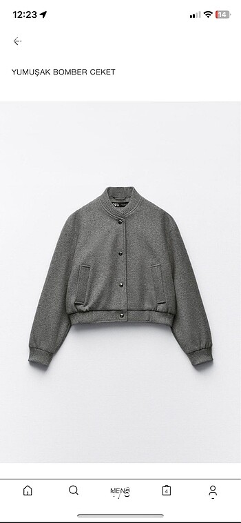 Zara gri bomber ceket