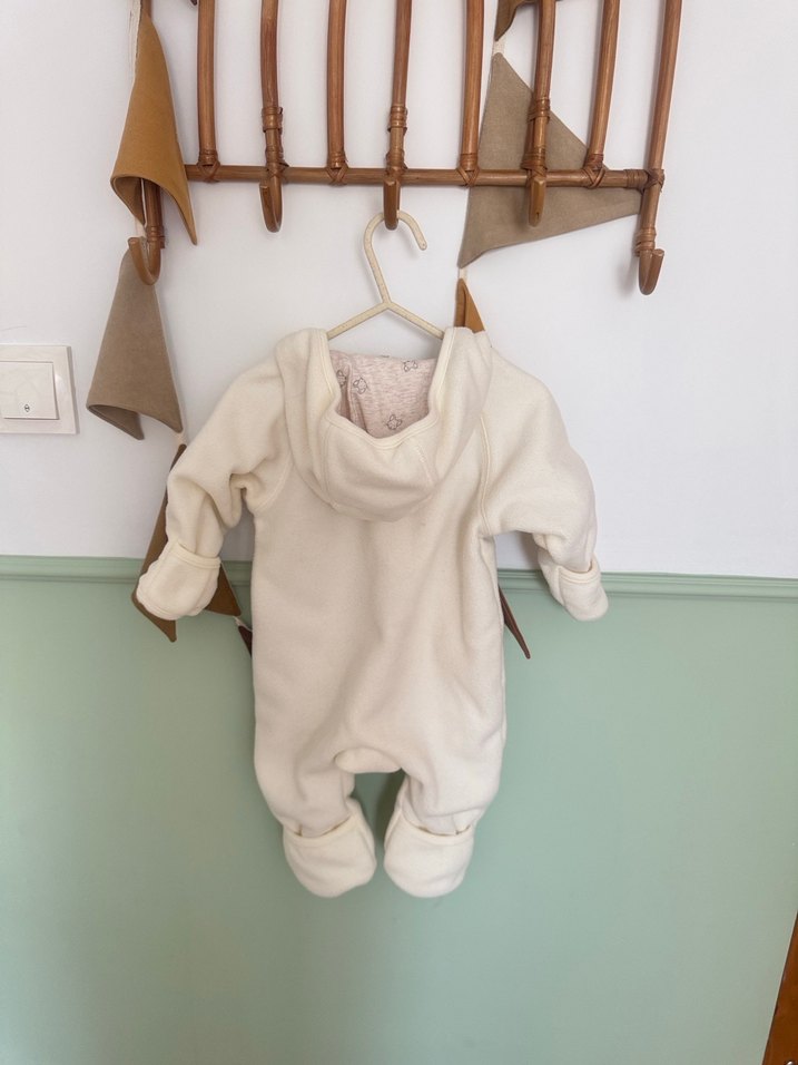 Beyaz Fermuarlı Bebek Kış Tulumu - Görsel 4