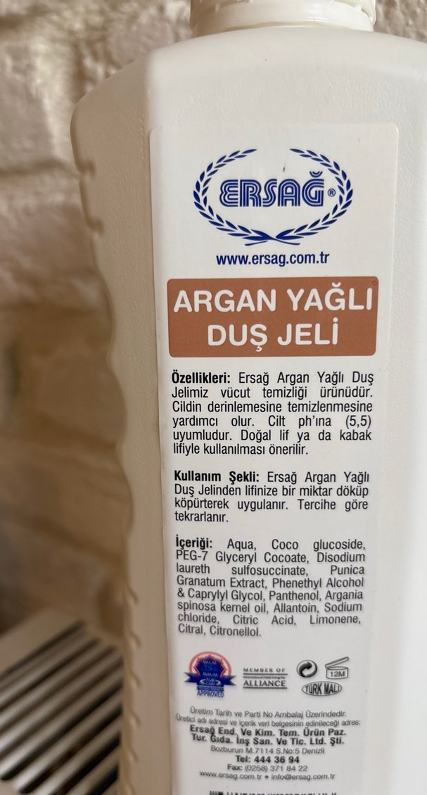 Ersag Argan Yağlı Duş Jeli 1000 ml - Görsel 2