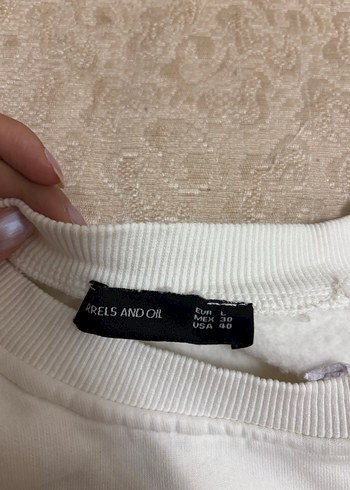 Kadın Beyaz Baskılı Kısa Kollu Sweatshirt - Görsel 3